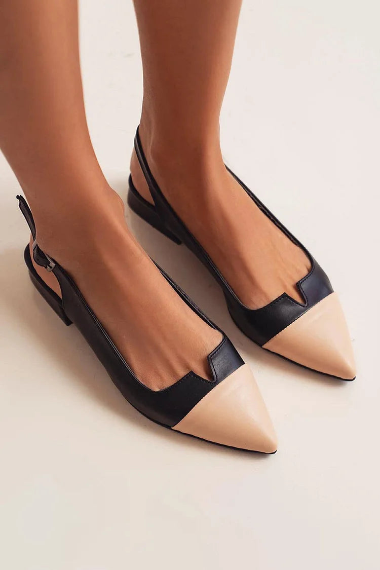 Sanne | Elegante ballerina's met punt en bicolore details voor een verfijnde stijl