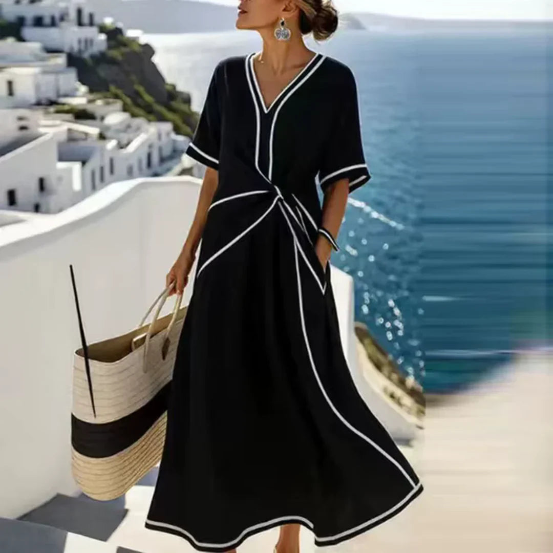 Jamila | Elegante Jurk met Flatterende Taille en Vakantie Chic