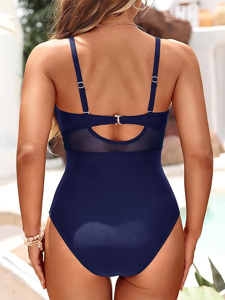 ALEXANDRA | Eénstuk Badpak met Transparante Accenten en Elegante Corrigerende Pasvorm