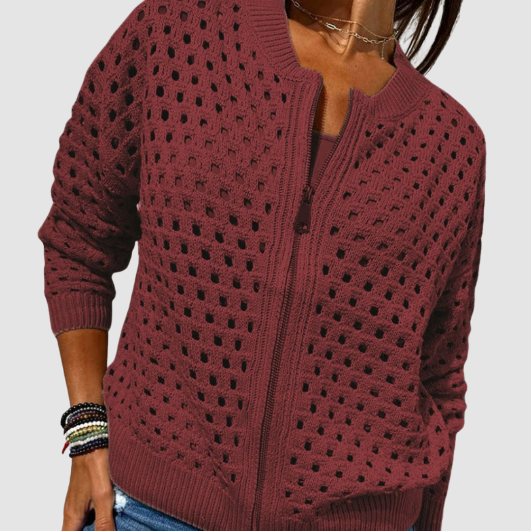 Lidia | Dames Gebreide Vest Met Ritssluiting
