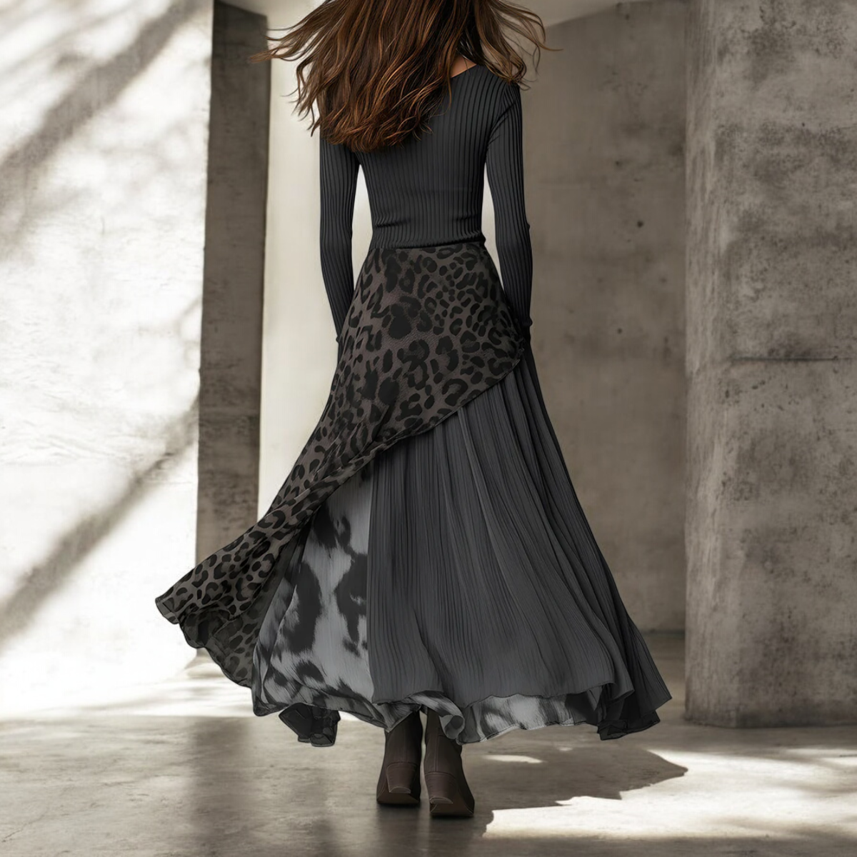 Maeve | Lange Jurk met Elegante Luipaardprint en Flatterende Vloeiing