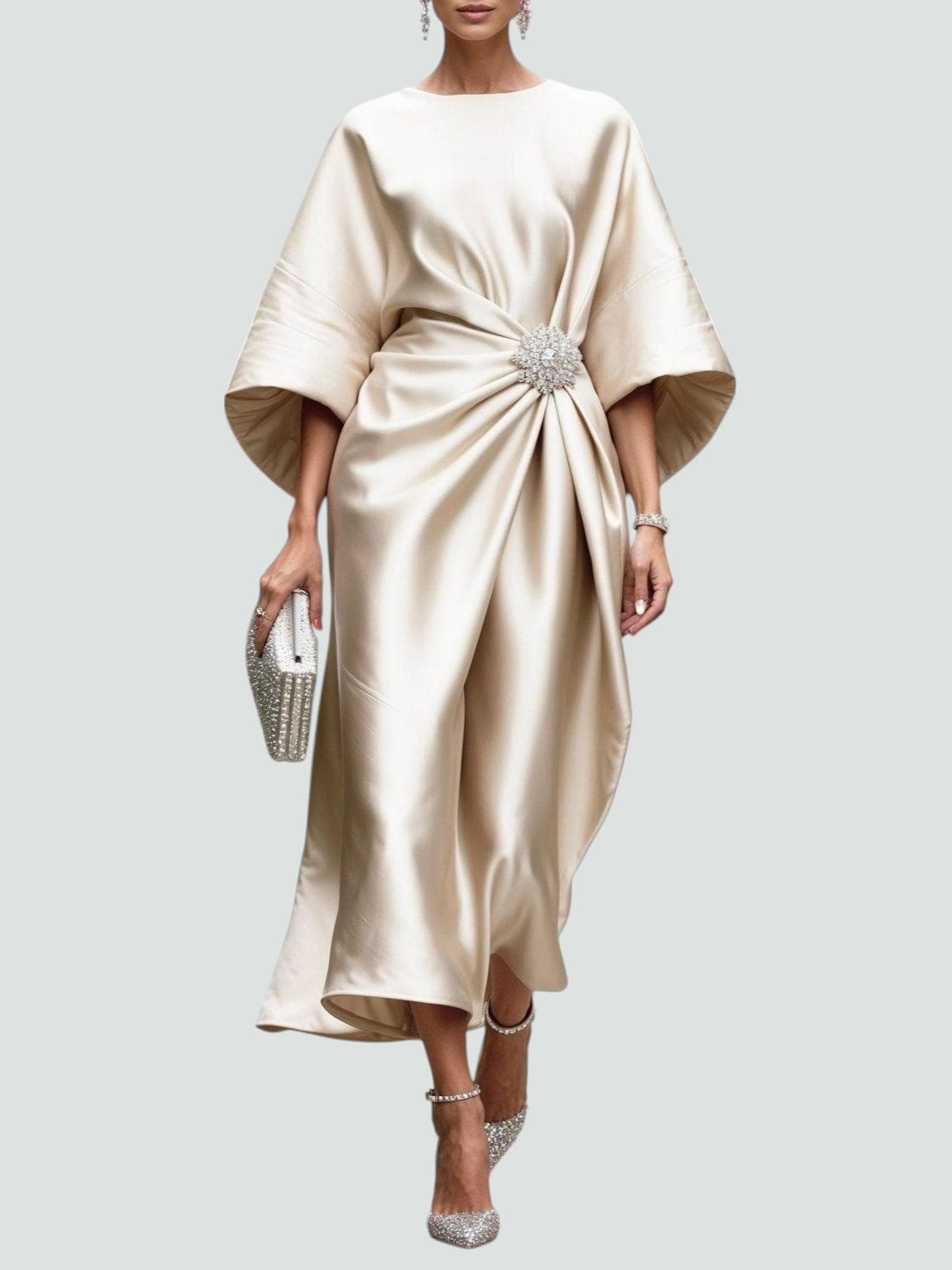 Helena | Lange Avondjurk met Luxe Detail en Tijdloze Elegantie