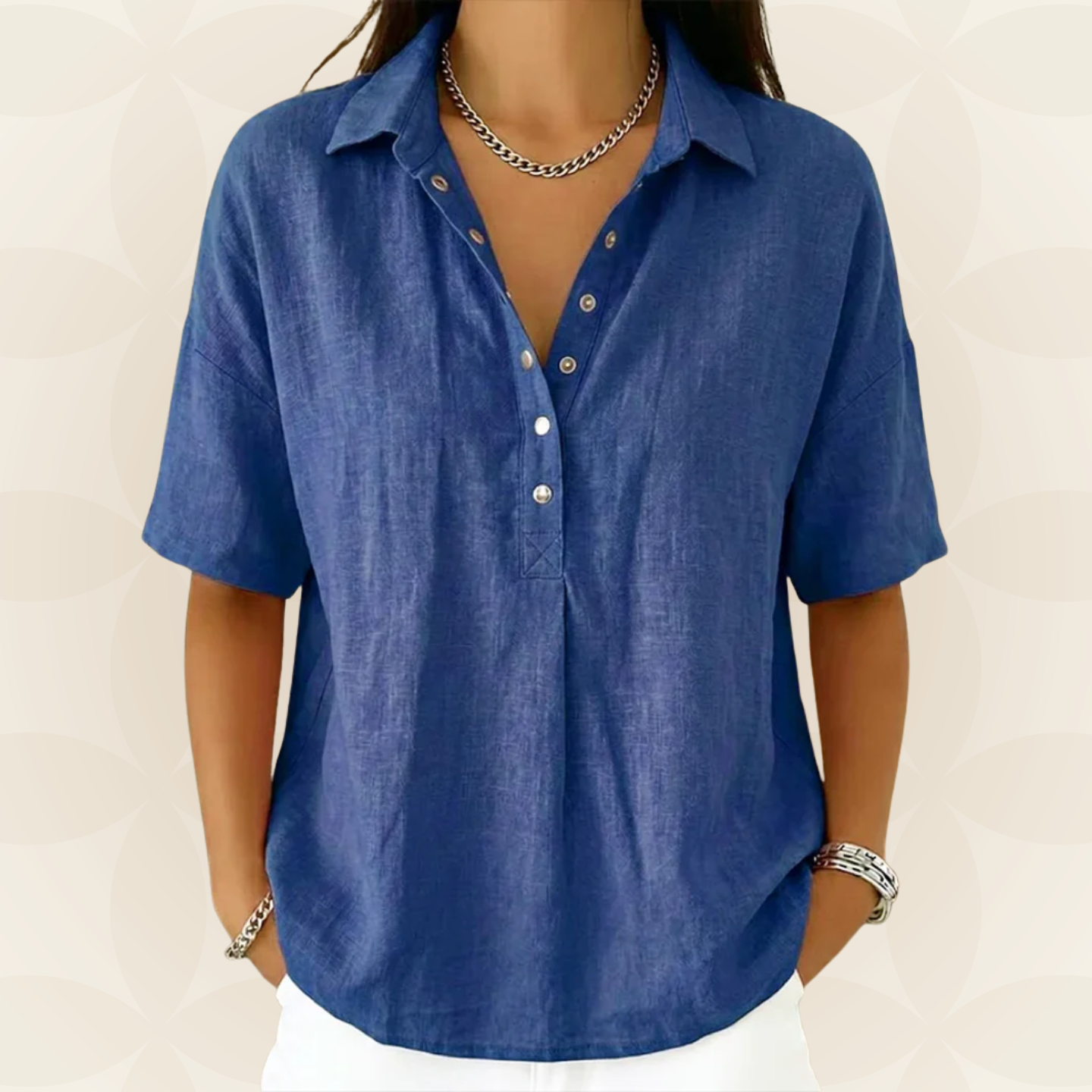 Anja - Blouse met kraag en knoopdetail