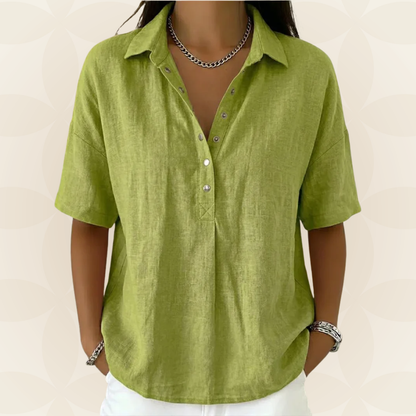 Anja - Blouse met kraag en knoopdetail