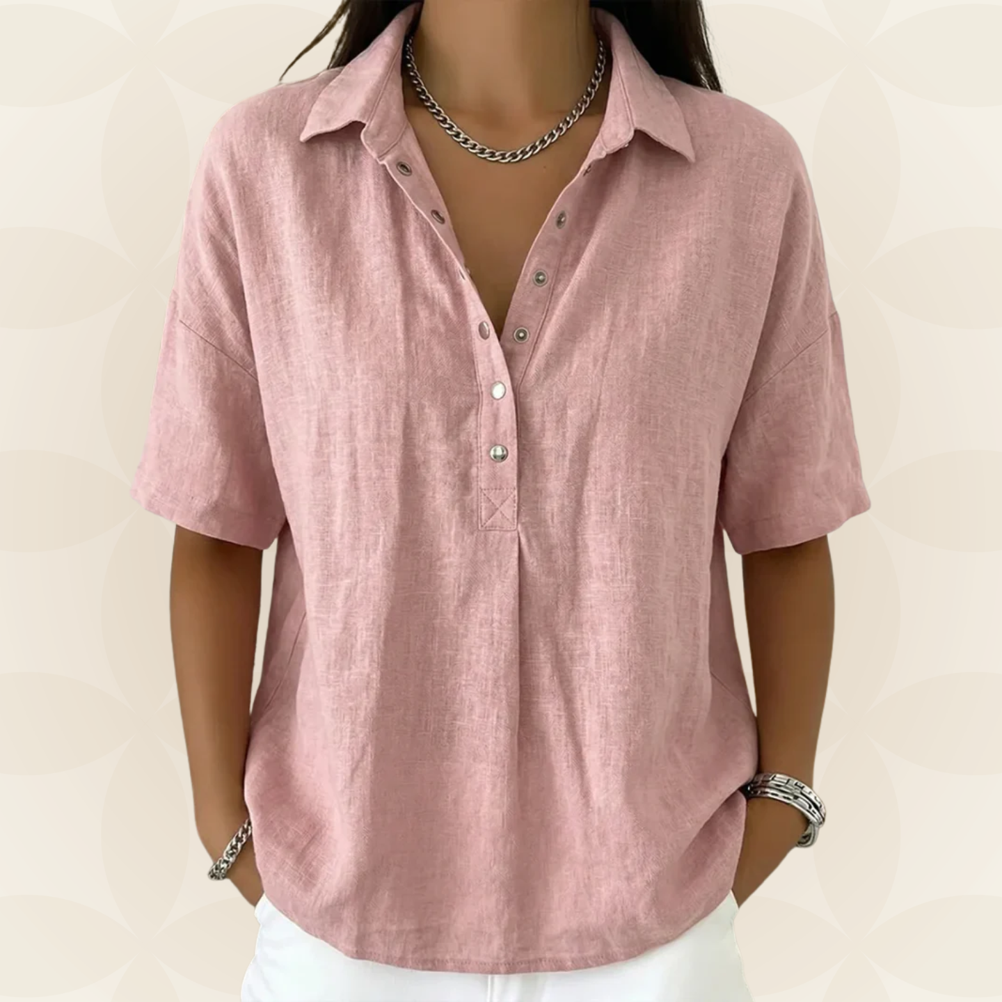 Anja - Blouse met kraag en knoopdetail