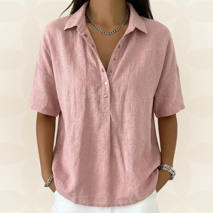 Anja - Blouse met kraag en knoopdetail