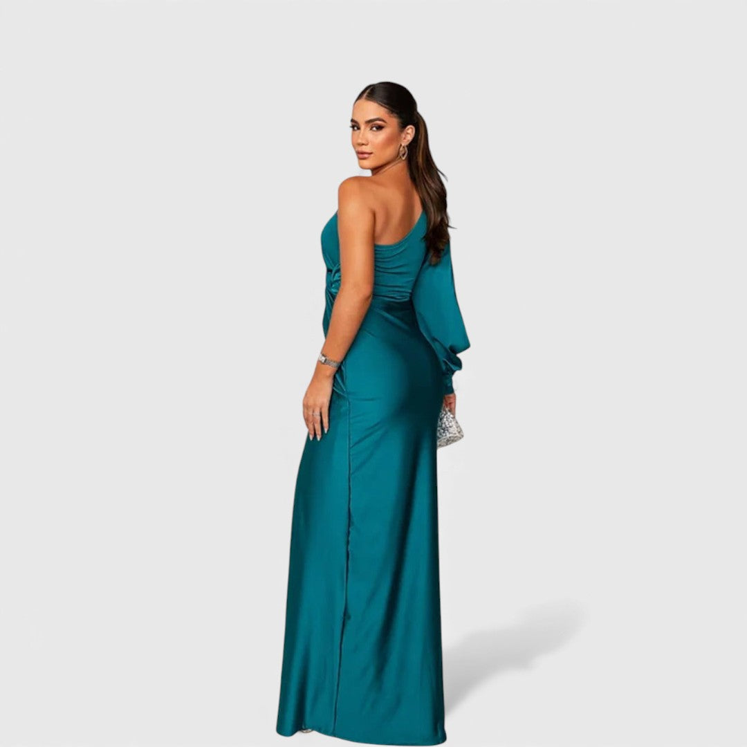 Elin | Elegante Maxi Jurk met One-Shoulder Pasvorm voor Avond & Feest
