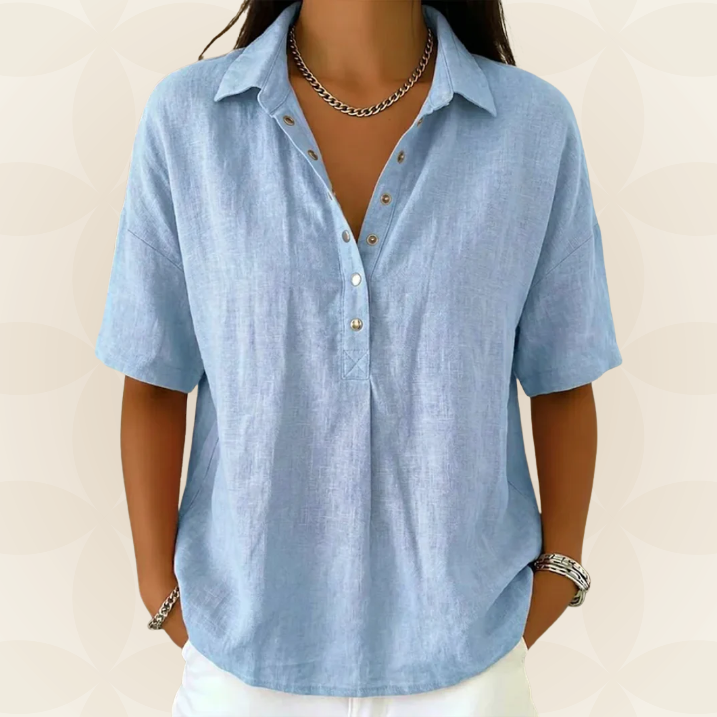 Anja - Blouse met kraag en knoopdetail