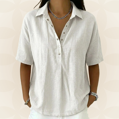 Anja - Blouse met kraag en knoopdetail