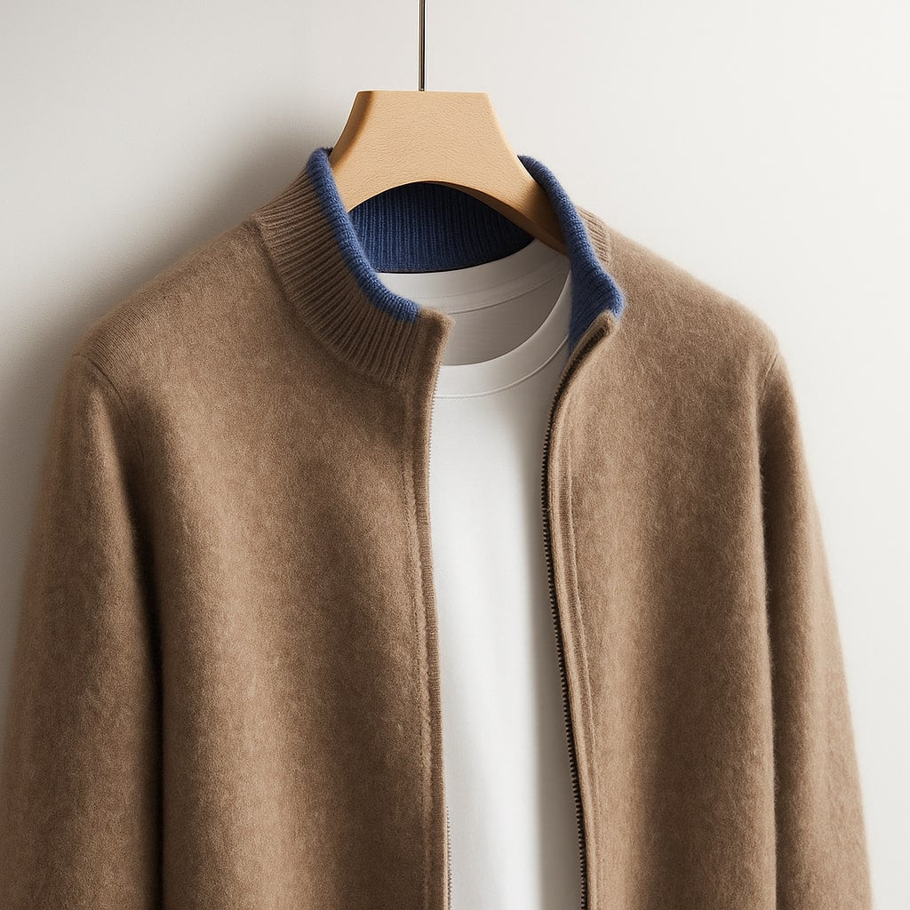 ROSSI MILANO | Heren Gebreide Jas met Ritssluiting Warmte en Elegante Dagelijkse Stijl