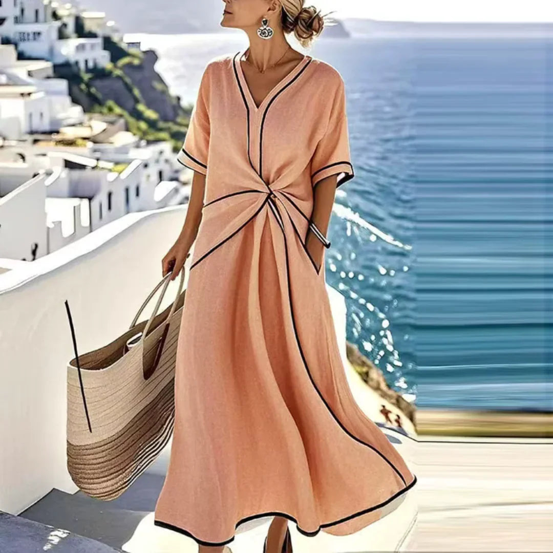 Jamila | Elegante Jurk met Flatterende Taille en Vakantie Chic
