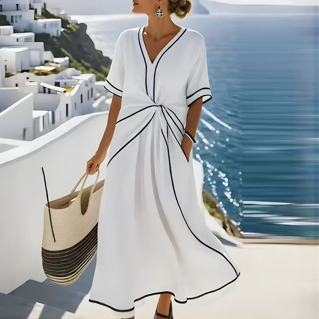 Jamila | Elegante Jurk met Flatterende Taille en Vakantie Chic