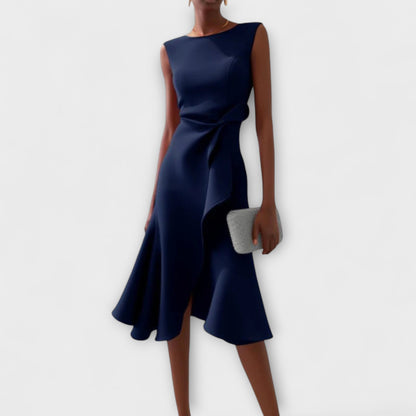 Anita – Asymmetrische Midi Jurk met Drapage