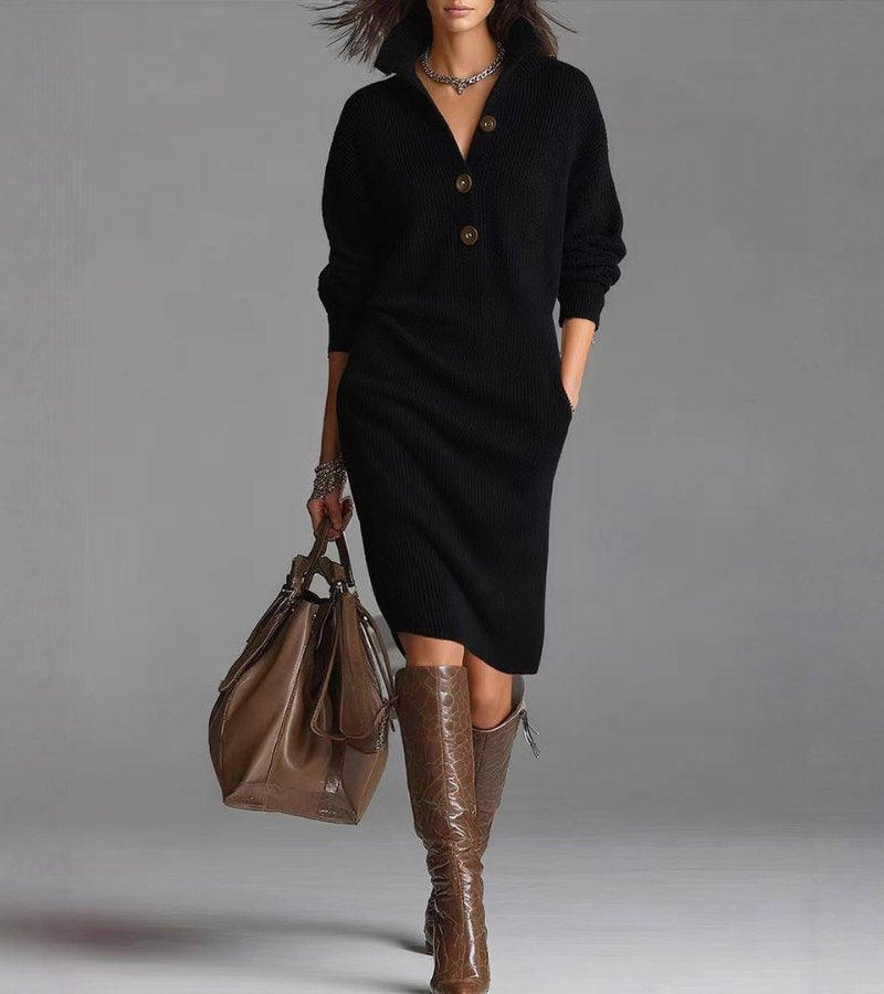 Viola™ – Elegant Gebreid Midi Jurk