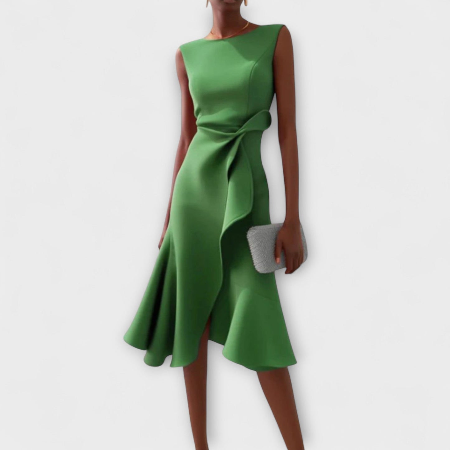 Anita – Asymmetrische Midi Jurk met Drapage