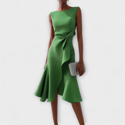 Anita – Asymmetrische Midi Jurk met Drapage