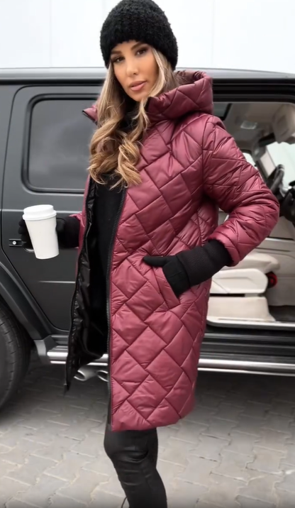 Maya | Elegante gewatteerde winterjas met capuchon