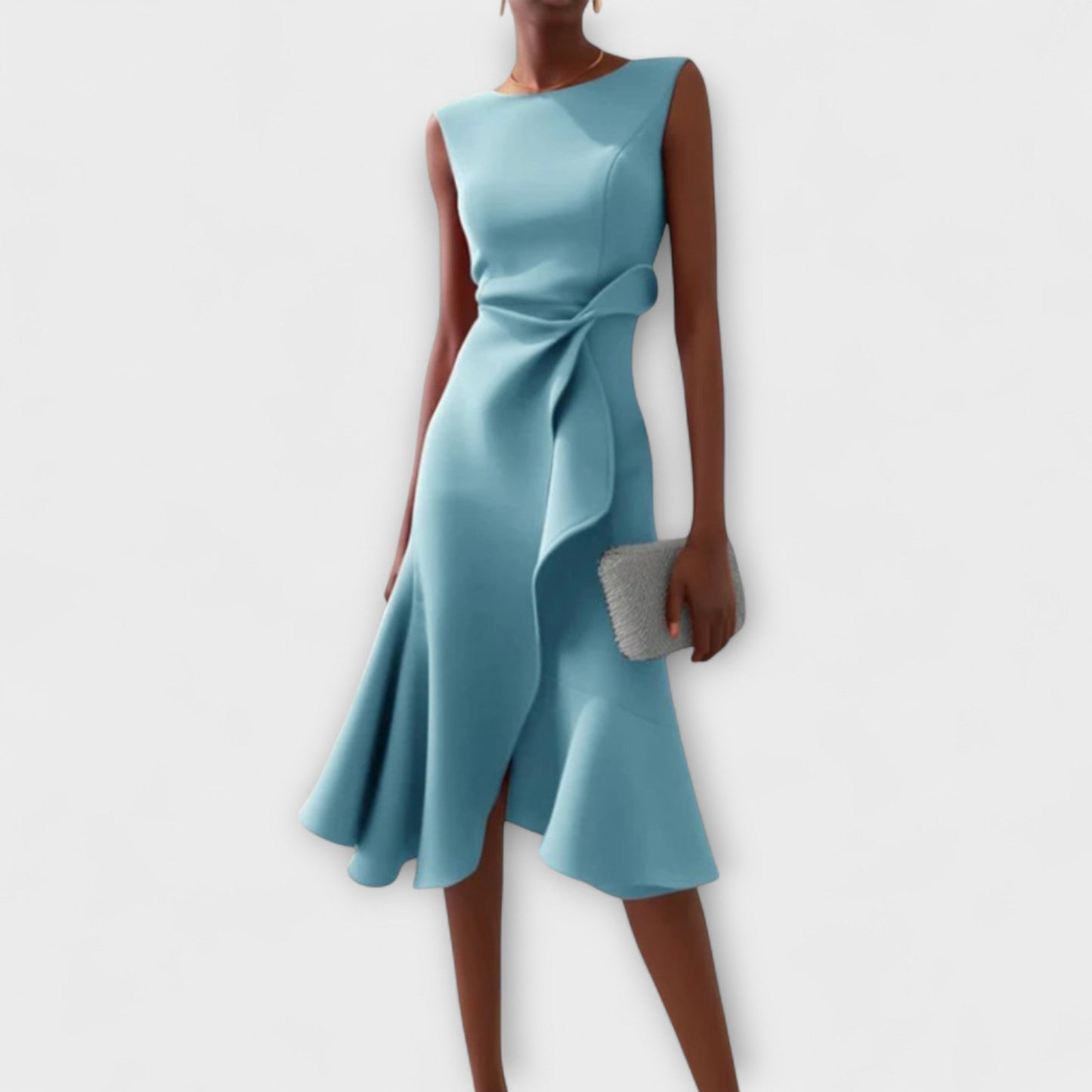 Anita – Asymmetrische Midi Jurk met Drapage