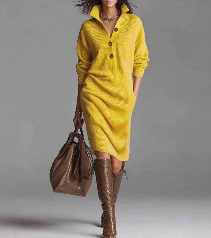 Viola™ – Elegant Gebreid Midi Jurk