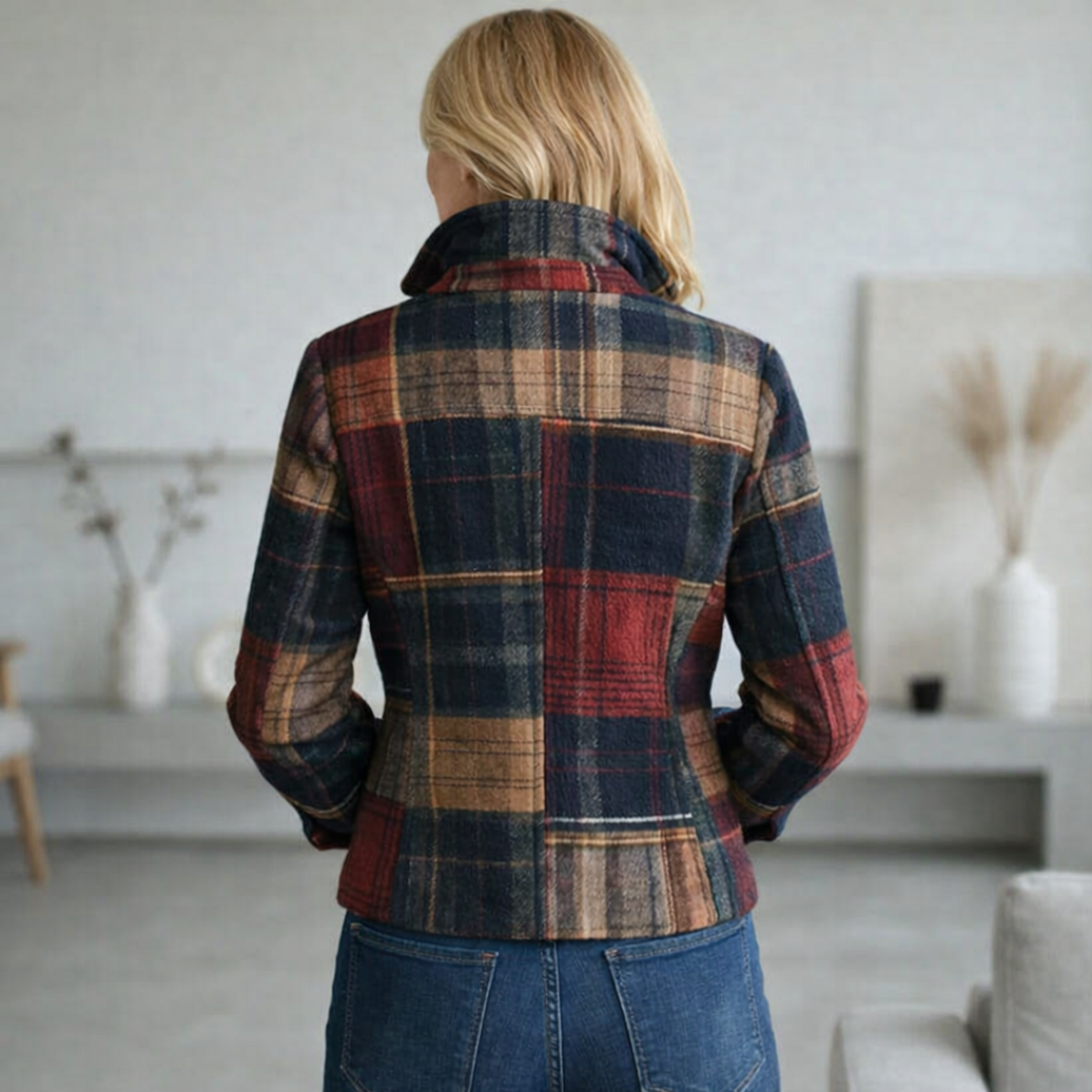 Emma | Geruite Tussenjas met Comfortabele Warmte en Tijdloze Stadsstijl