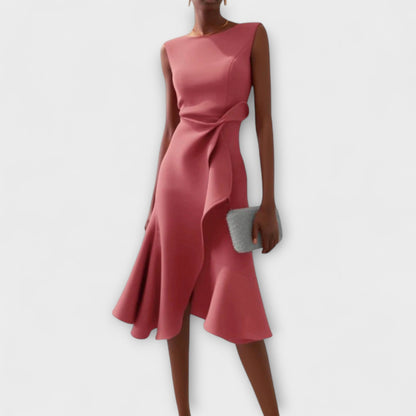 Anita – Asymmetrische Midi Jurk met Drapage