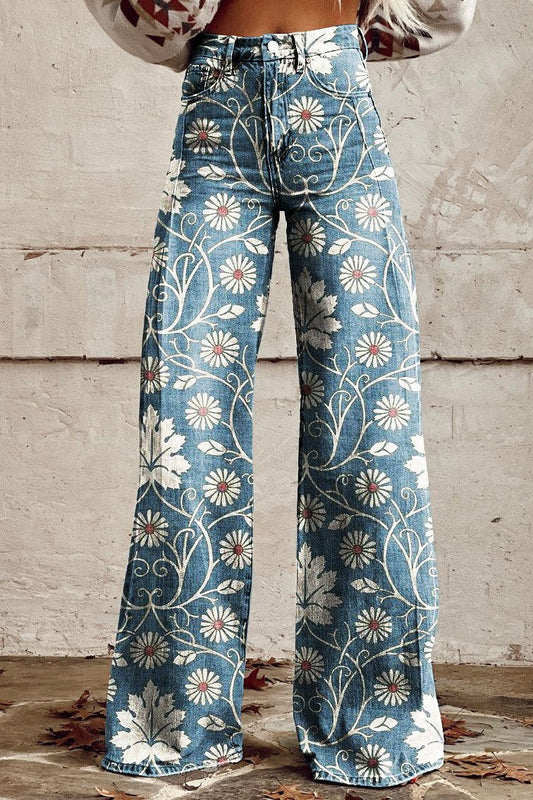 Ava | Elegante Boho Broek met Bloemenpatroon