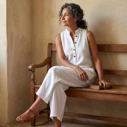Tanja | Comfortabele linnen jumpsuit met wijde pijpen