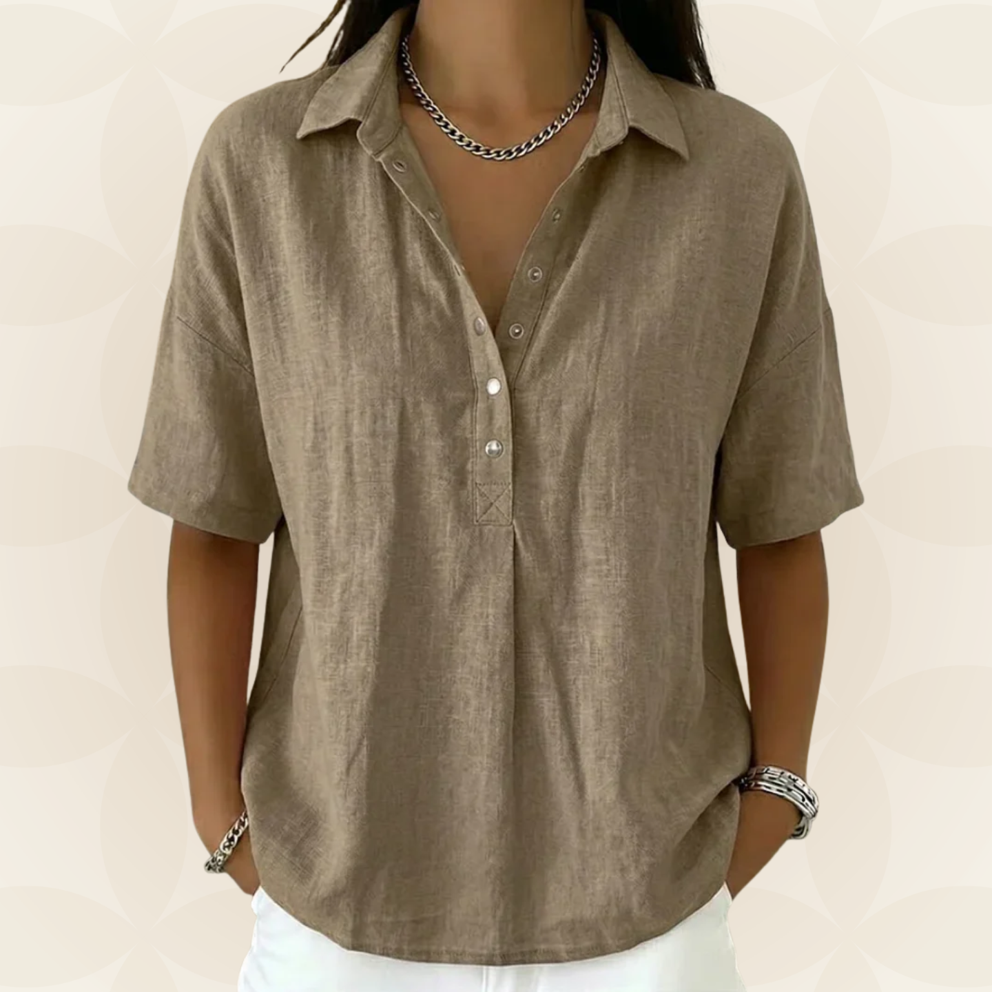 Anja - Blouse met kraag en knoopdetail