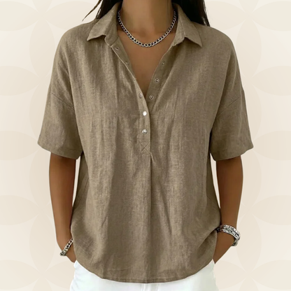 Anja - Blouse met kraag en knoopdetail