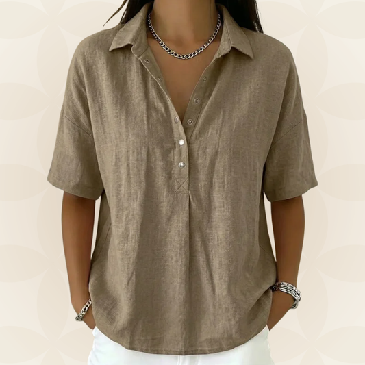 Anja - Blouse met kraag en knoopdetail