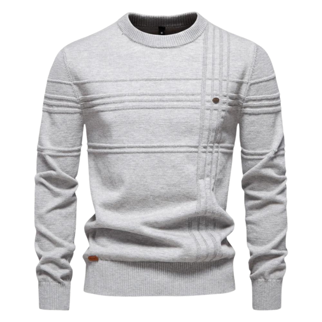 BRIAN | Katoenen herentrui met streepdesign