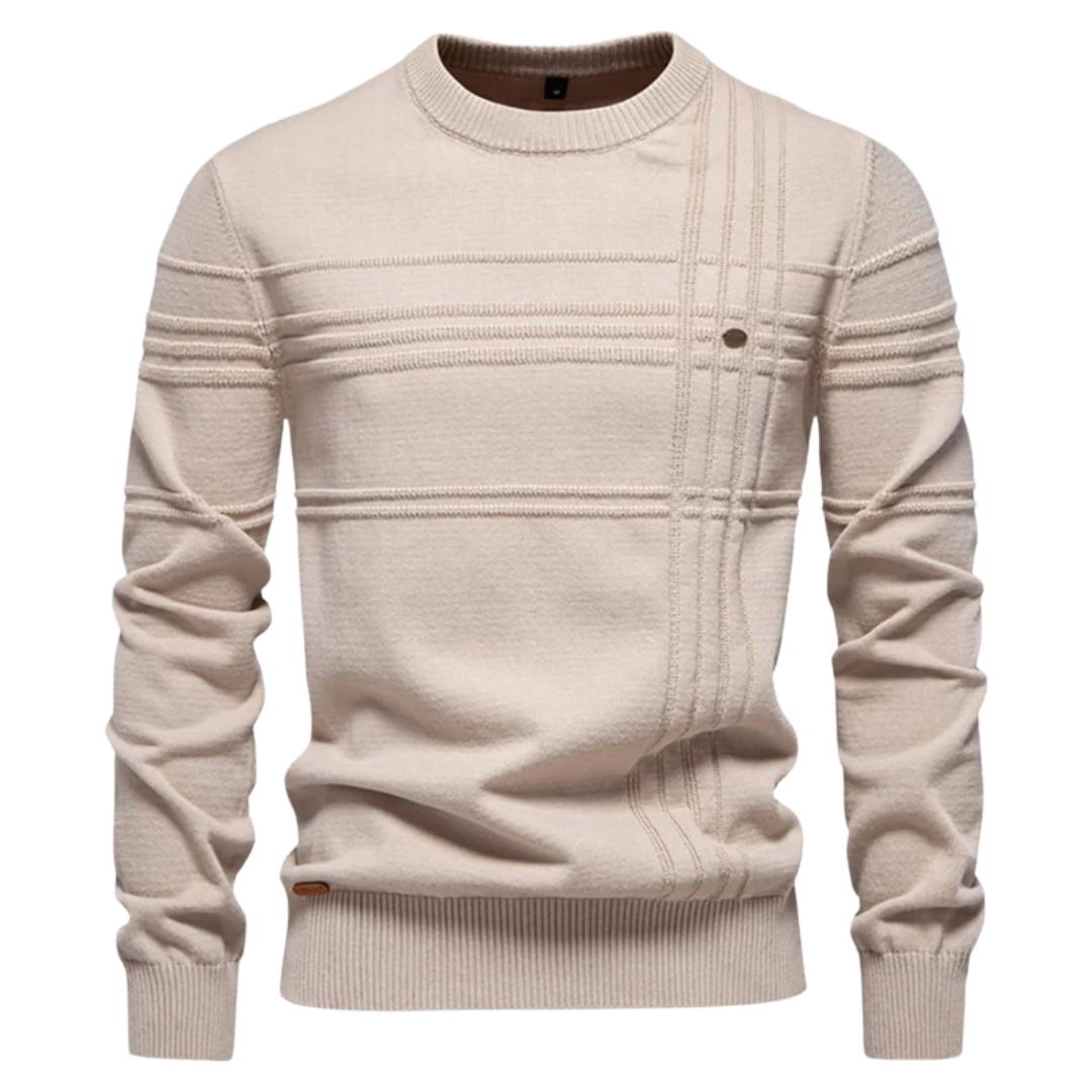BRIAN | Katoenen herentrui met streepdesign