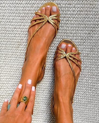 Laria™ | Gouden Sandalen met Zomerse Elegantie