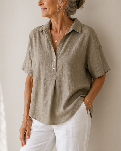 Anja - Blouse met kraag en knoopdetail