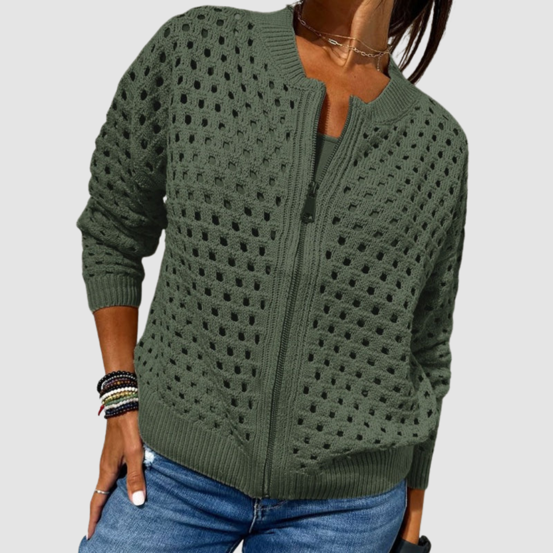 Lidia | Dames Gebreide Vest Met Ritssluiting