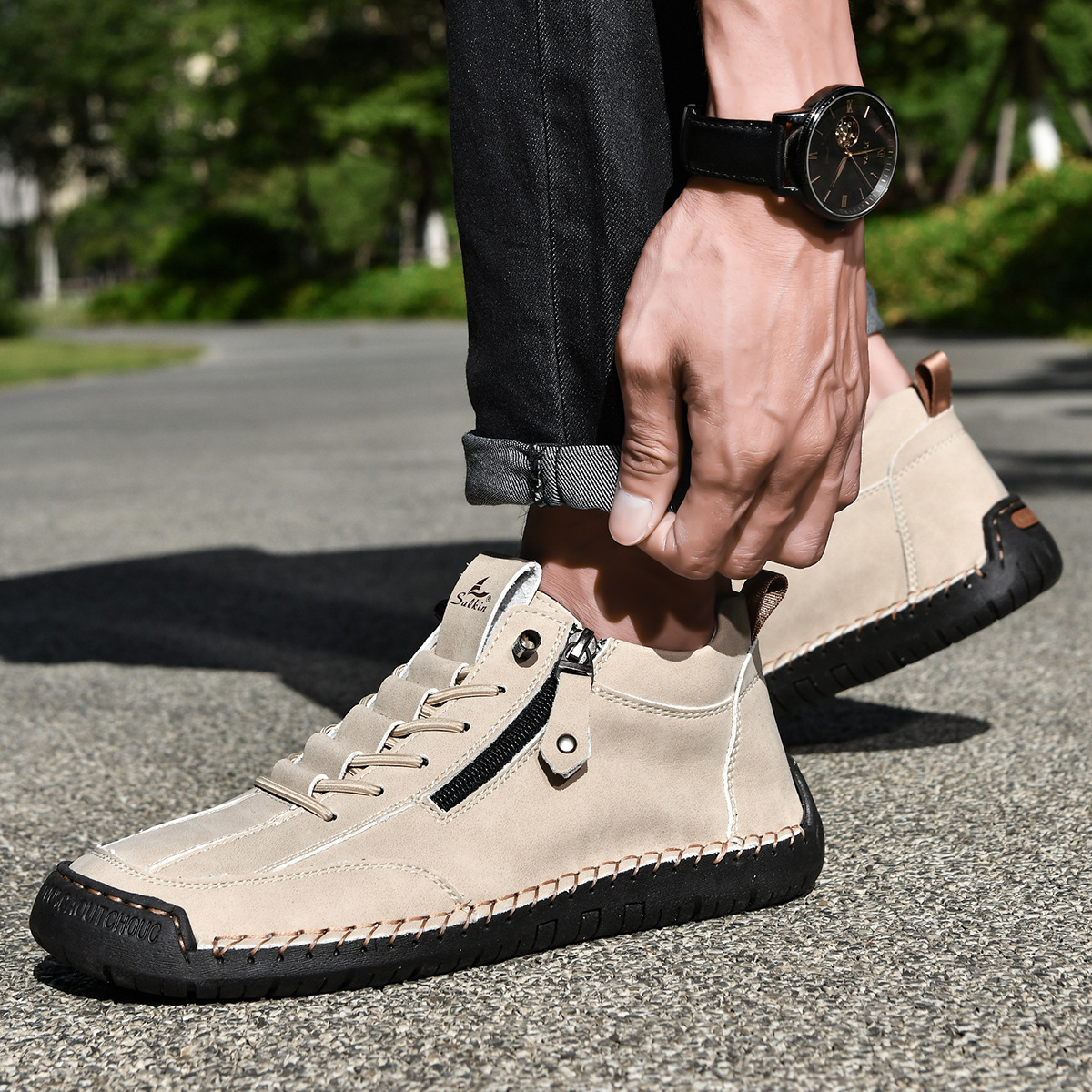 Titan | Nubuckleder Schoenen met Rits voor Mannen