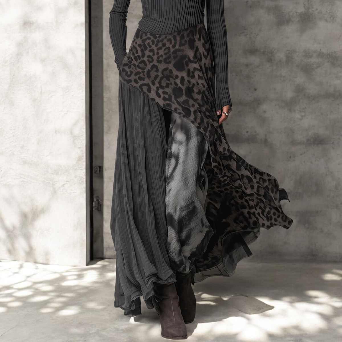 Maeve | Lange Jurk met Elegante Luipaardprint en Flatterende Vloeiing
