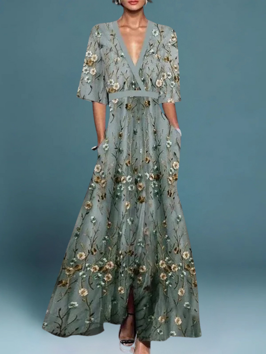 Rose | Lange Bloemenjurk Chic en Verfijnd
