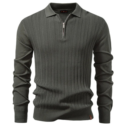 ARMANDO | Luxe structuur polo met rits voor heren