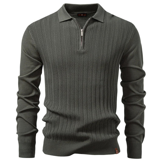 ARMANDO | Luxe structuur polo met rits voor heren