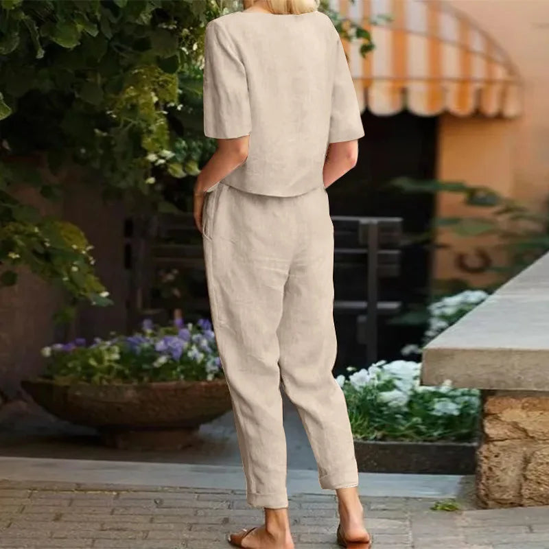 Comfortabele Dames Co-ord Set  Tweedelige Set met Top en Broek