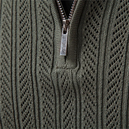 ARMANDO | Luxe structuur polo met rits voor heren