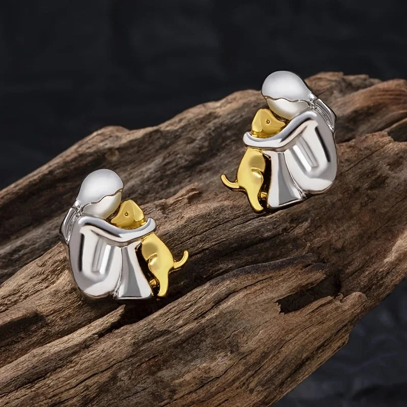 Bicolor Hugg Oorknopjes in Zilver en Goud Esma