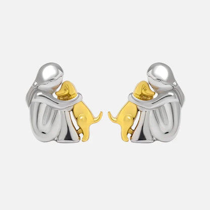 Bicolor Hugg Oorknopjes in Zilver en Goud Esma
