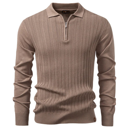 ARMANDO | Luxe structuur polo met rits voor heren