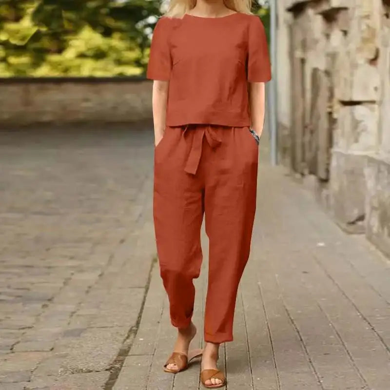Comfortabele Dames Co-ord Set  Tweedelige Set met Top en Broek