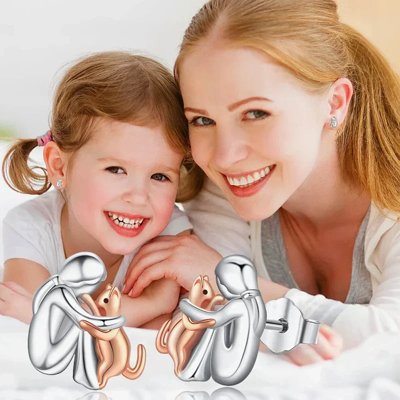 Huggies bicolor Zilveren en Gouden Kat Knuffel Oorbellen