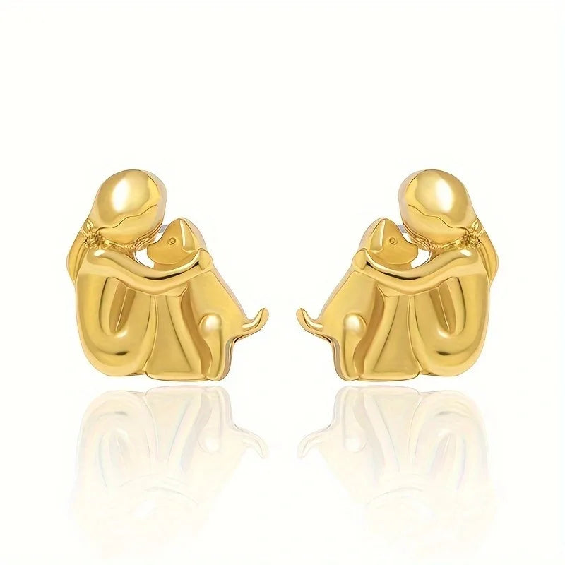 Bicolor Hugg Oorknopjes in Zilver en Goud Esma