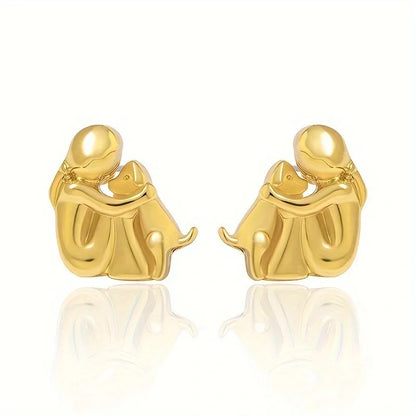 Bicolor Hugg Oorknopjes in Zilver en Goud Esma