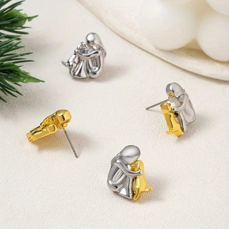 Bicolor Hugg Oorknopjes in Zilver en Goud Esma